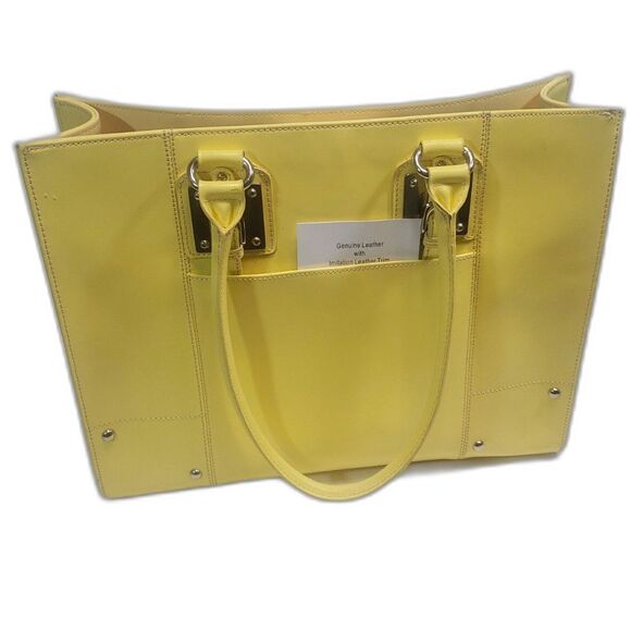 Wilson’s Yellow Genuine Leather Tote Bag Size Large - Picture 7 of 11